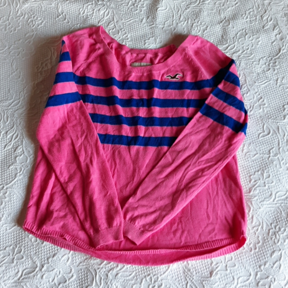 Hollister sweater size small pink and blue Preppy Florida Travel Camping Surfer